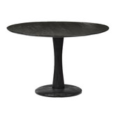Scandi-design - Table de salle à manger - ronde - 120cm - noir - bois de manguier - solide - pied central