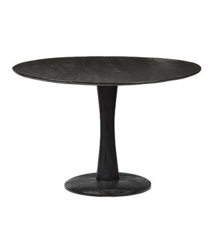 Scandi-design - Eettafel - rond - 120cm - zwart- mangohout - massief - centrale poot