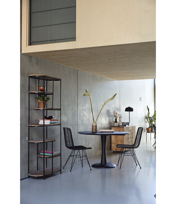 Duverger® Scandi-design - Table de salle à manger - ronde - 120cm - noir - bois de manguier - solide - pied central