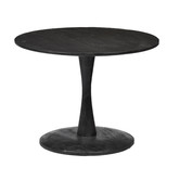 Scandi-Design - Couchtisch - rund - 60cm - schwarz - Mangoholz - massiv - zentrales Bein