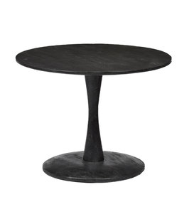 Scandi-Design - Couchtisch - rund - 60cm - schwarz - Mangoholz - massiv - zentrales Bein