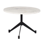 Marble - Table basse - ronde 55cm - marbre - blanc grainé - unique - trois pics - acier - laqué noir
