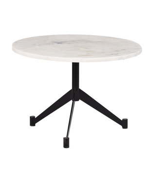 Marble - Table basse - ronde 55cm - marbre - blanc grainé - unique - trois pics - acier - laqué noir