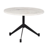 Marble - Table basse - ronde 32cm - marbre - blanc grainé - unique - trois pics - acier - laqué noir