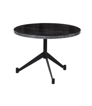 Marble - Table basse - ronde 55cm - marbre - grainé noir - unique - trois pics - acier - peint par poudrage noir