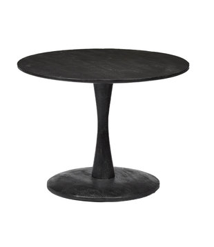 Scandi-design - Table basse - ronde - 50cm - noir - bois de manguier - massif - pied central