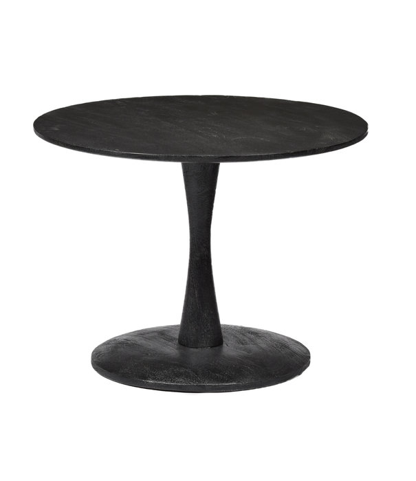 Duverger® Scandi-design - Table basse - ronde - 50cm - noir - bois de manguier - massif - pied central
