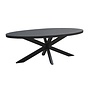 Black Omerta - Eettafel - mango - zwart - ovaal - 180cm - stalen spiderpoot - zwart gecoat