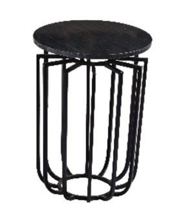 Duverger® Marble - Table d'appoint - 40x40cm - ronde - marbre - acier laqué - noir