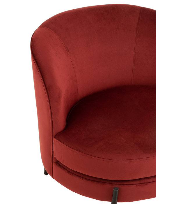 Duverger® D'appoint - Fauteuil - rond - stof - rood -metalen frame