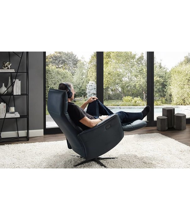 Duverger® Dreamline Iris - Fauteuil de relaxation - cuir - bleu océan - réglable électriquement - avec batterie