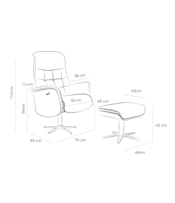 Duverger® Dreamline James - Relaxfauteuil - antraciet stof - manueel verstelbaar - voetenbank