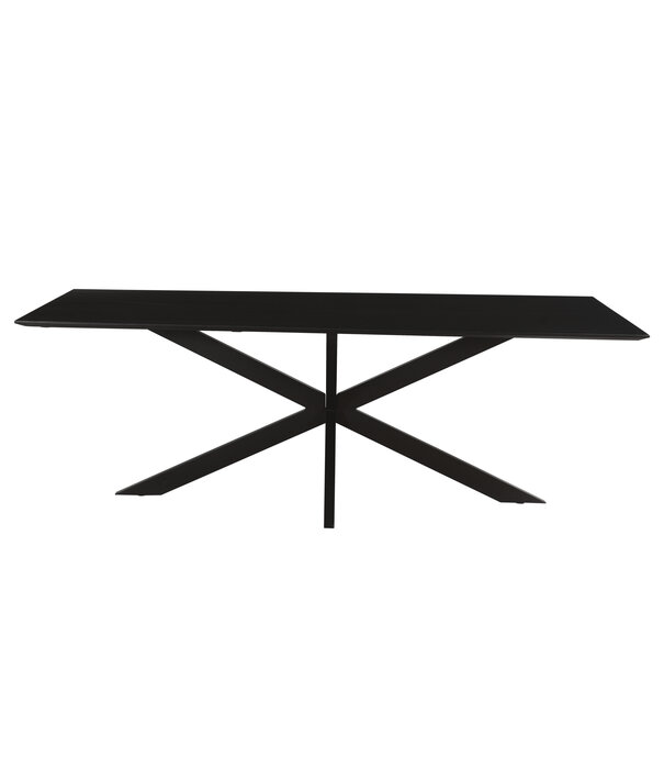 Duverger® Nordic - Table de salle à manger - acacia - noir - 220cm - rectangulaire - pied araignée - acier laqué