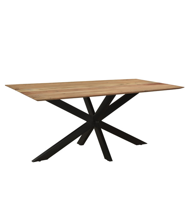 Duverger® Nordic - Table de salle à manger - acacia - naturel - 160cm - rectangulaire - pied araignée - acier laqué