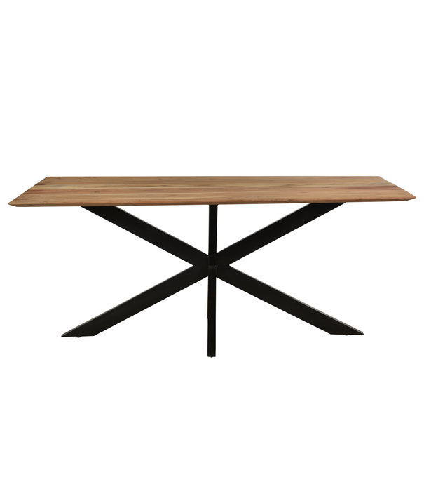 Duverger® Nordic - Table de salle à manger - acacia - naturel - 160cm - rectangulaire - pied araignée - acier laqué