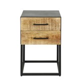 Exotic Metal - Nachttisch - Metall - 2 Schubladen - Mangoholz massiv