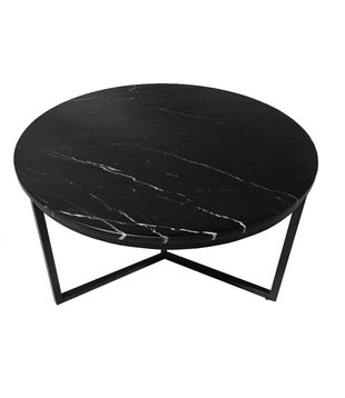 Marble - Salontafel - rond 60cm - marmer - zwart generfd - uniek - ster frame - staal - zwart gepoedercoat