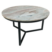 Marble - Salontafel - rond 60cm - marmer - paradiso bruin - uniek - ster frame - staal - zwart gepoedercoat