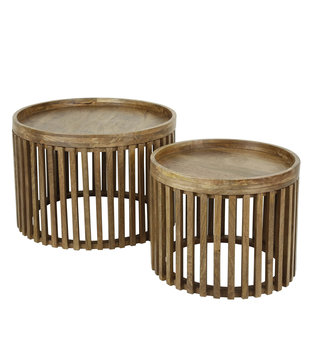 Barred - Table basse - set of 2 - ronde - bois de manguier massif - couleur sable