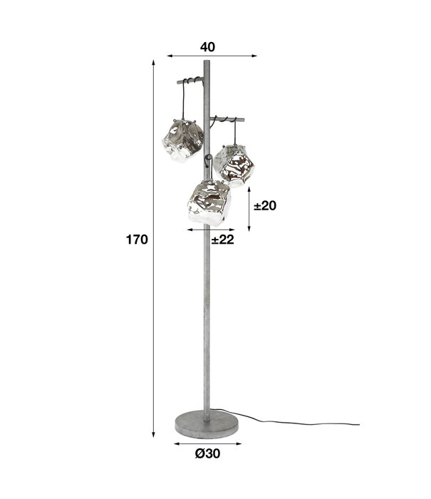 Duverger® Ice - Vloerlamp - mondgeblazen glas - metalen armatuur - 3 lichtpunten