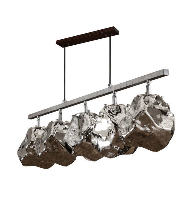 Duverger® Ice - Hanglamp - mondgeblazen glas - metalen armatuur - 5 lichtpunten