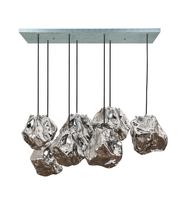 Duverger® Ice - Lampe suspendue - verre soufflé à la bouche - fixation en métal - 7 points lumineux