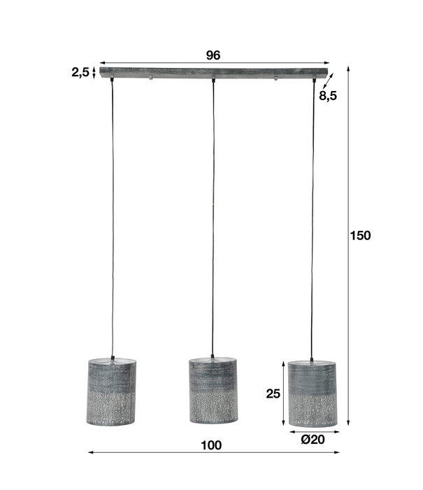 Duverger® Rock Pillar - Lampe suspendue - aspect béton - 3 cylindres