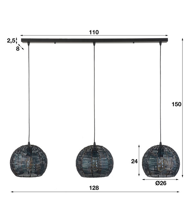 Duverger® Beehive - Lampe suspendue - fait main - 3 abat-jours ronds