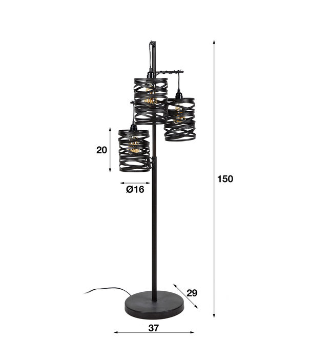 Duverger® Wrapped Metal - Stehleuchte - gedrehtes Metall - 3 Lichtpunkte