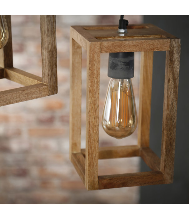 Duverger® Massive Mango - Hanglamp - open houten frames - 3 lichtpunten