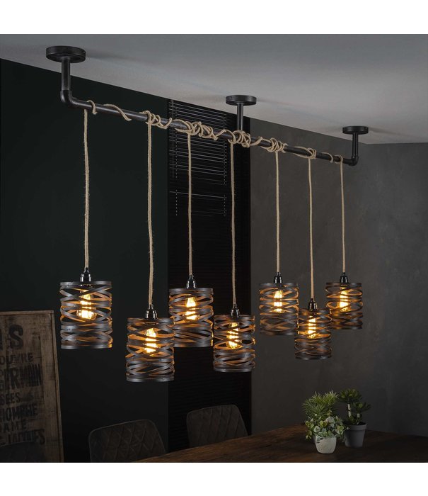 Duverger® Wrapped Metal - Hanglamp - metalen kappen - 7 lichtpunten