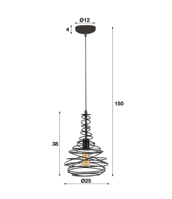 Duverger® Cocoon - Lampe suspendue - luminaire en métal - laqué noir