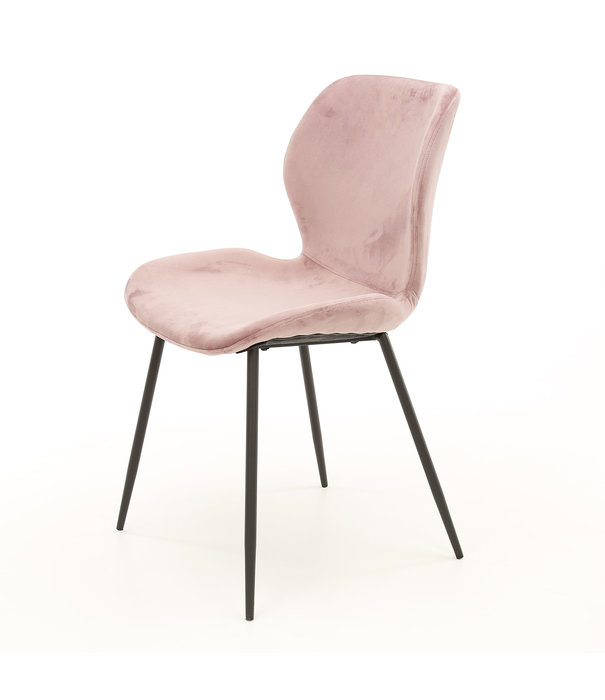 Duverger® Elegant velvet - Chaises de salle à manger - lot de 4 - velours rose - pieds en acier tubulaire