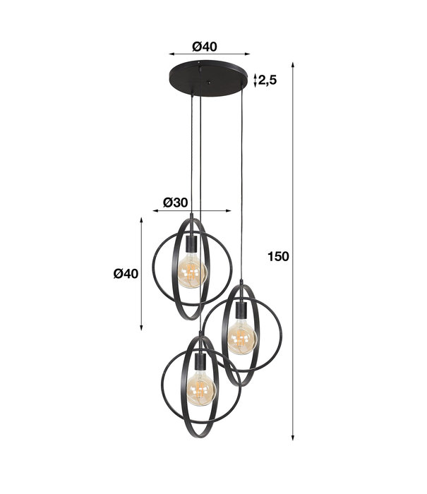 Duverger® G-force - Lampe suspendue - métal - finition anthracite - étagée - 3 points lumineux