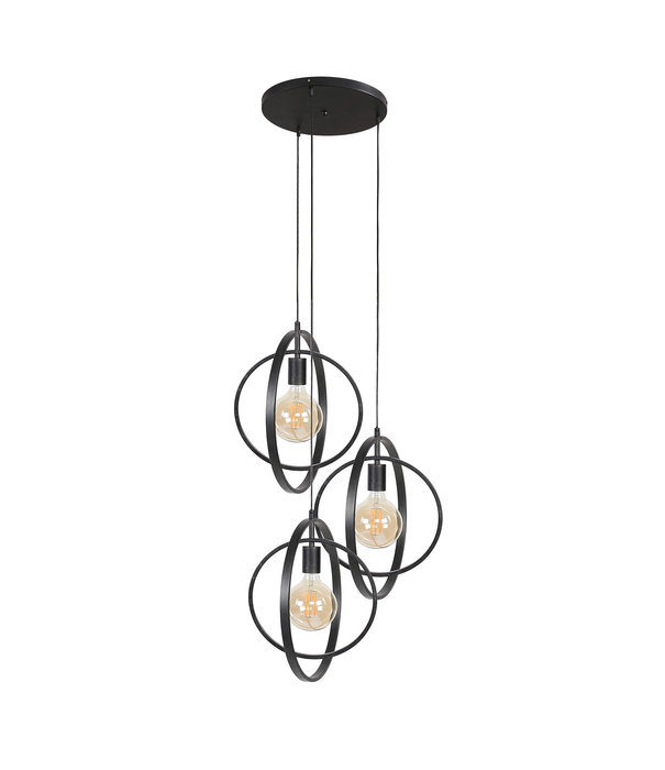 Duverger® G-force - Hanglamp - metaal - houtskoolfinish - getrapt - 3 lichtpunten