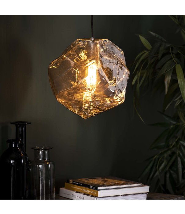 Duverger® Amber - Lampe suspendue - verre soufflé à la bouche et chromé - 1 point lumineux