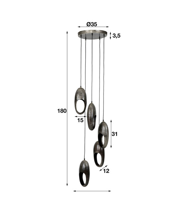 Duverger® Eye Opener - Hängeleuchte - Metall - abgestuft - 5 Lichtpunkte