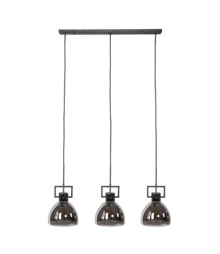 Chromed - Hanglamp - mondgeblazen glas - oud zilver - 3 lichtpunten