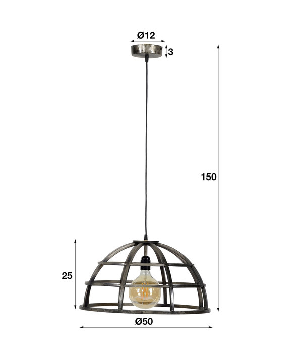 Duverger® Basket - Lampe suspendue - fer - vieil argent - Ø50 - 1 point lumineux