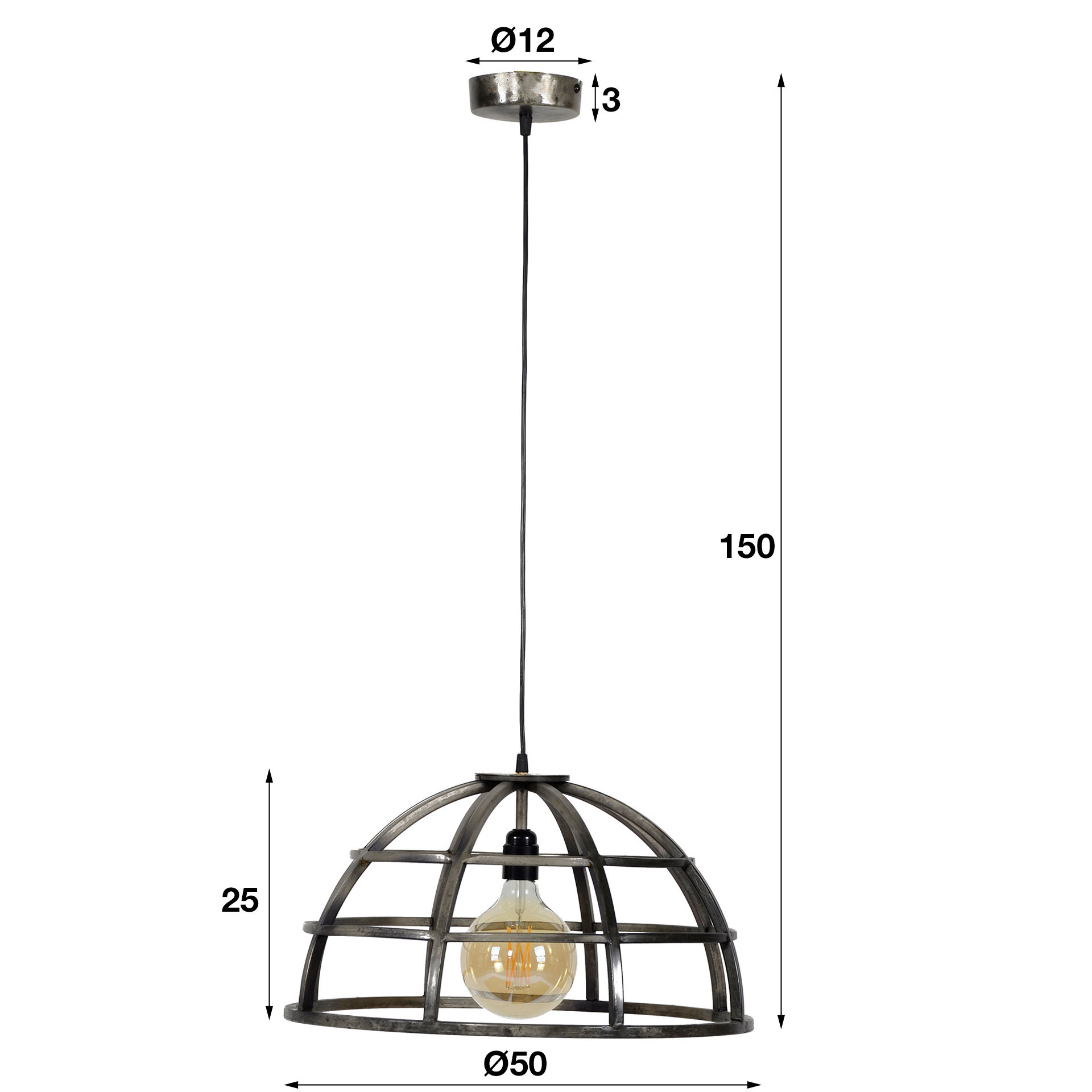 liter opmerking Medisch Basket - Hanglamp - ijzer - oud zilver - Ø50 - 1 lichtpunt - DuVerger Home