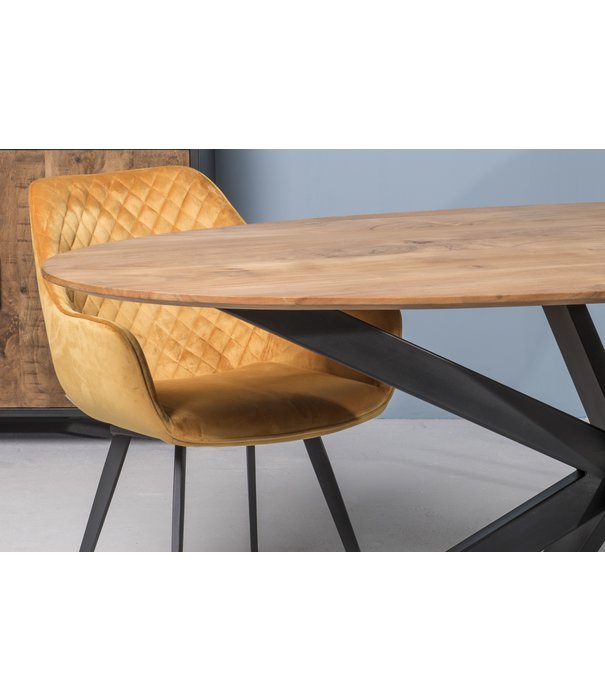 Duverger® Nordic - Table de salle à manger - acacia - naturel - ovale - L 210cm - pied araignée - acier laqué