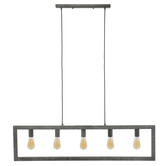 Industrial Silver - Hanglamp - metaal - oud zilver - rechthoekig - 5 lichtpunten