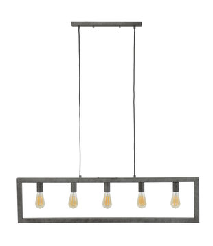 Industrial Silver - Hanglamp - metaal - oud zilver - rechthoekig - 5 lichtpunten