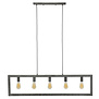 Industrial Silver - Hanglamp - metaal - oud zilver - rechthoekig - 5 lichtpunten