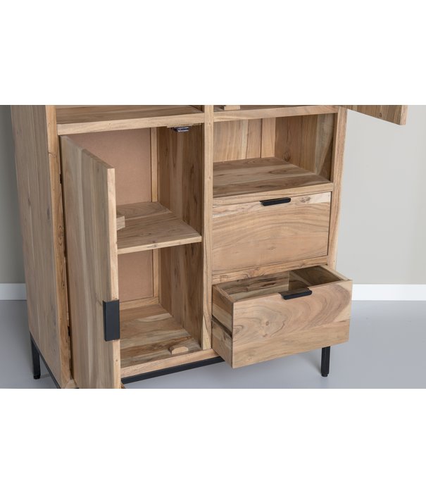 Duverger® Nordic - Buffet - acacia - naturel - L 86cm - 2 portes - 2 tiroirs - 3 niches