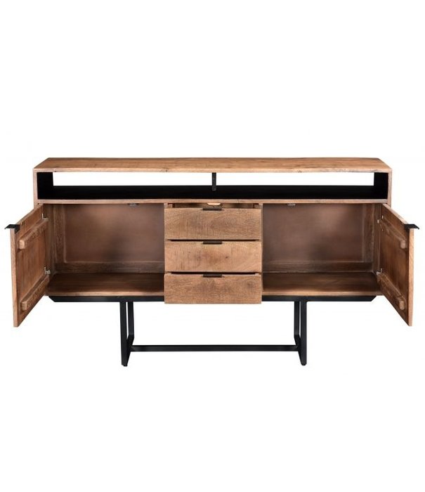 Duverger® Tropical - Sideboard - 150cm - 2 Türen - 3 Schubladen - 1 Nische - Mangoholz - Stahl