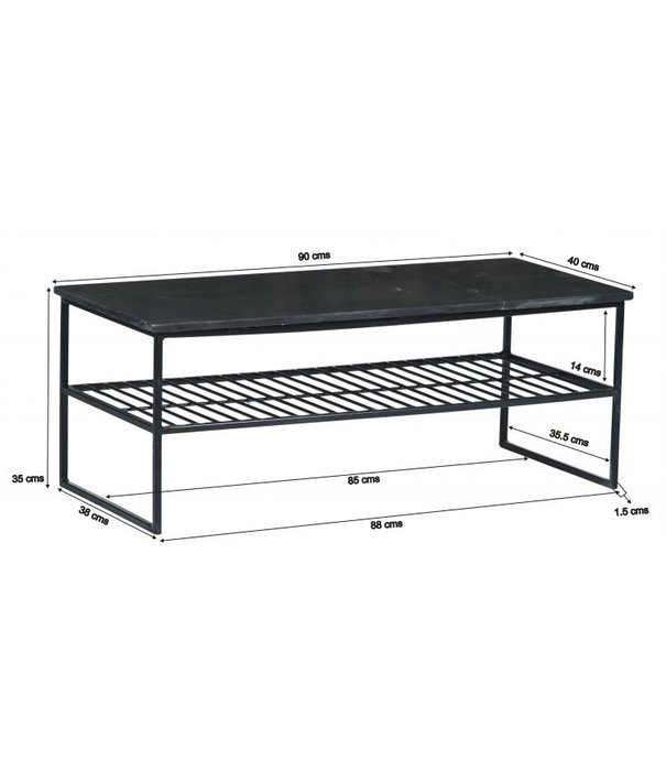 Duverger® Marble - Table basse - 90cm - marbre - acier laqué - noir - rectangulaire