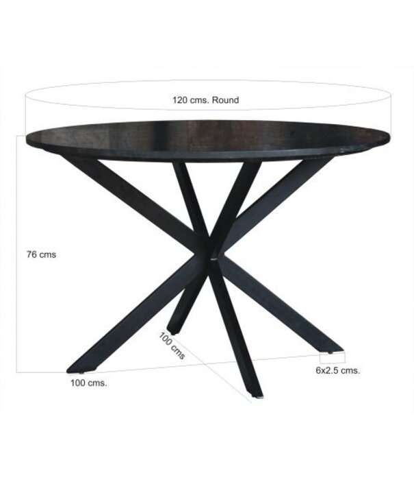 Duverger® Marble - Eettafel - 130cm - marmer - gecoat staal - zwart - rond