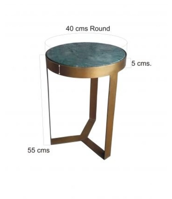 Duverger® Marble - Table d'appoint - 40cm - marbre - acier laqué - noir - or - rond