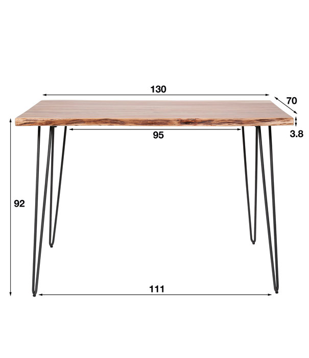 Duverger® Tree Trunk - Bartafel - 130 - massief acacia - naturel - smeedijzer onderstel